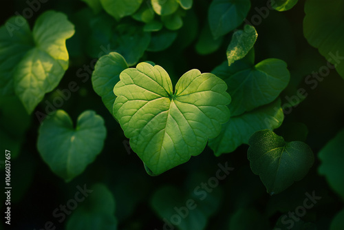 Yam Leaves Revealing Their Green Heart-Shaped Foliage in a Vibrant Garden Setting photo