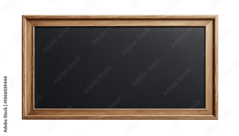 Black chalkboard with wooden frame on transparent background. Black chalkboard with wooden frame on transparent background.