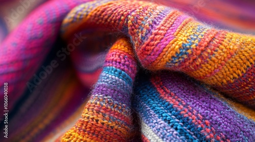 Close-up of Multicolored Knitted Fabric