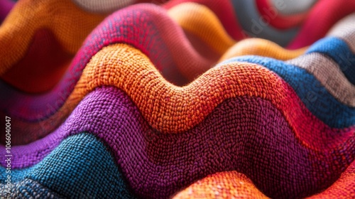 Multicolored Knit Fabric with Wavy Pattern