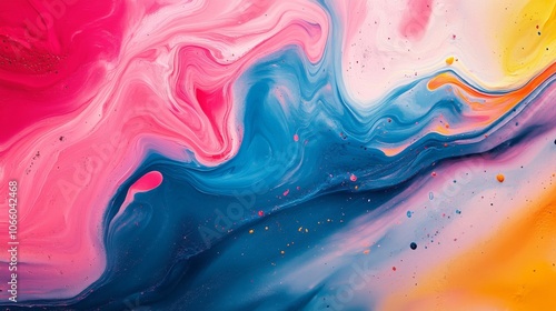 Wallpaper Mural Abstract Swirling Paint with Pink, Blue, White, and Yellow Hues Torontodigital.ca