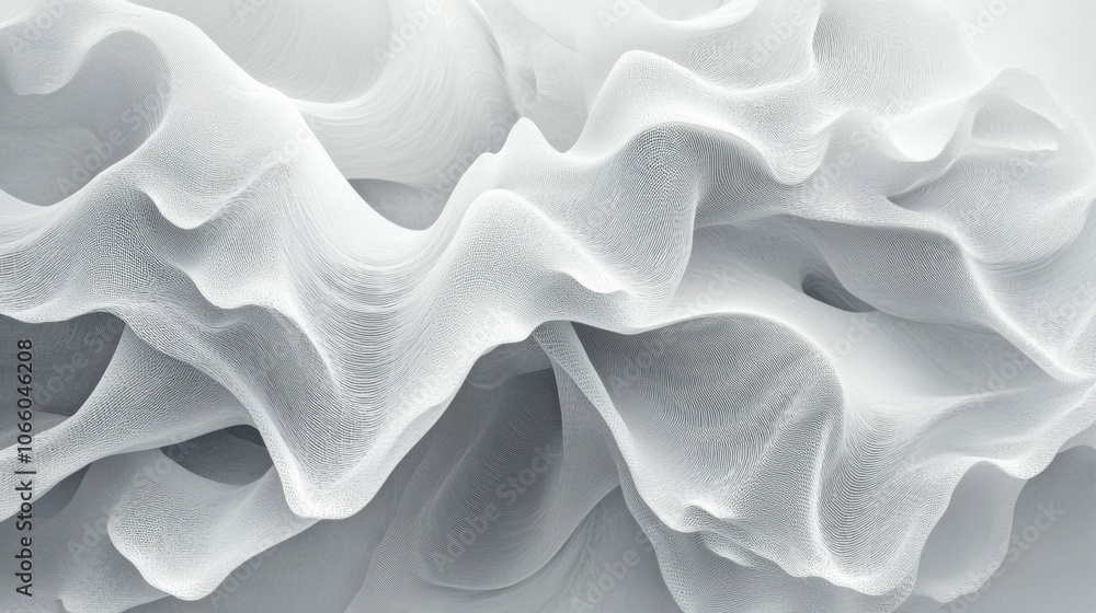 Fototapeta premium Abstract White Wavy Pattern with Mesh Texture