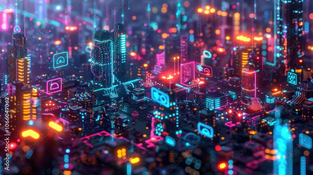 Cyberpunk Cityscape with Neon Lights Cyberpunk Cityscape with Neon Lights