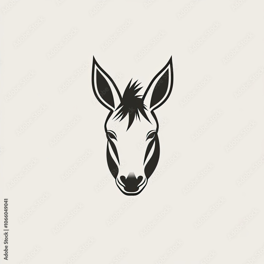 Fototapeta premium Black and White Silhouette of a Donkey's Head