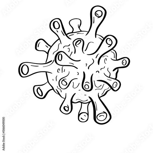 Bacteria and Viruses doodle . Microorganism in sketch style. 