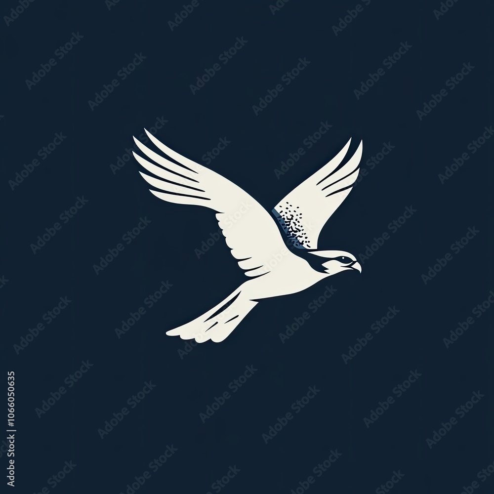 Fototapeta premium White Bird in Flight Against a Dark Blue Background