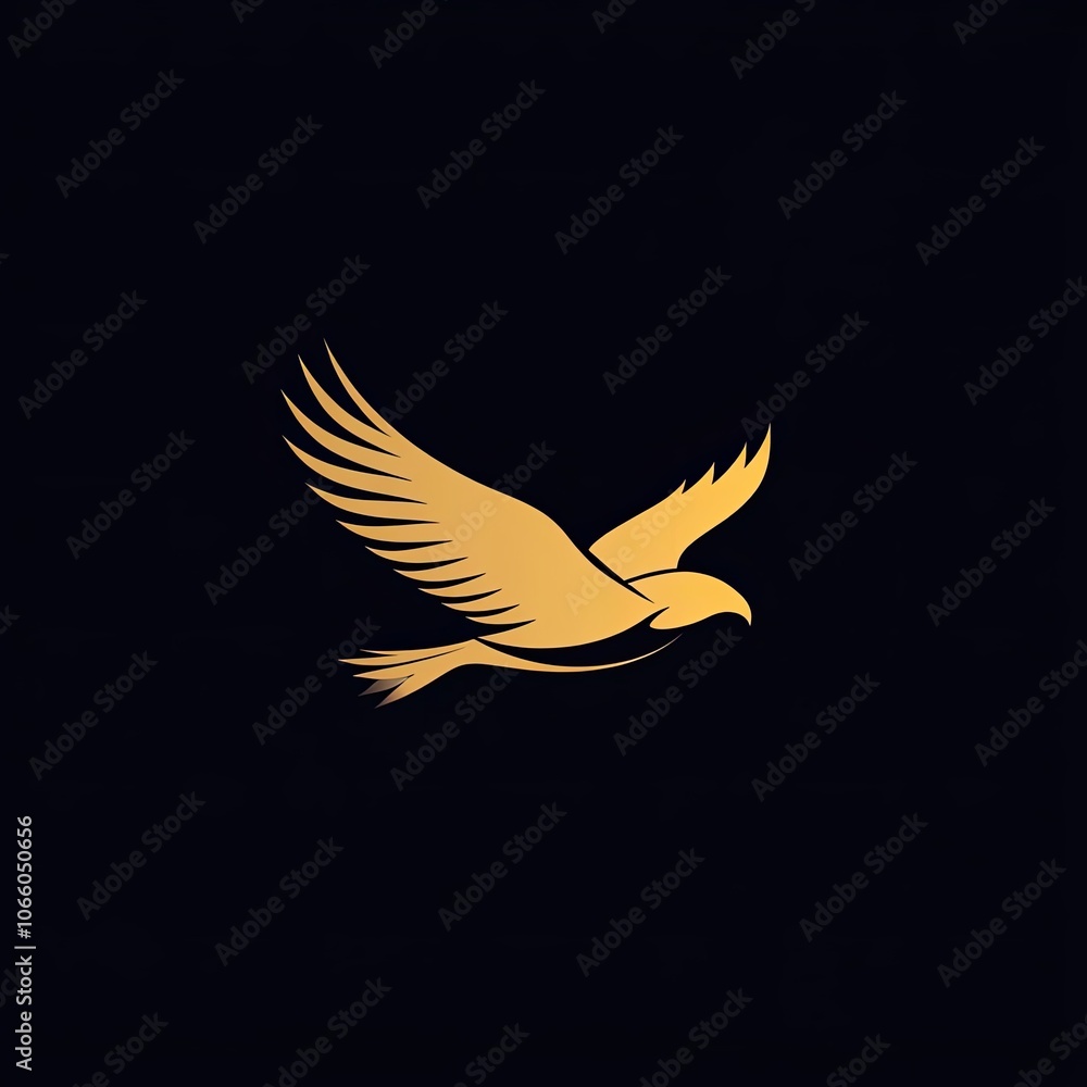 Fototapeta premium Golden Bird in Flight with Outstretched Wings