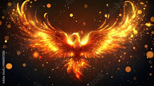 A Fiery Phoenix Bird With Spangled Wings