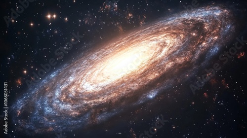 A Spiral Galaxy in a Starry Night Sky