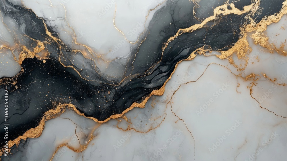 Obraz premium Elegant Marble Texture with Black and Gold Veining