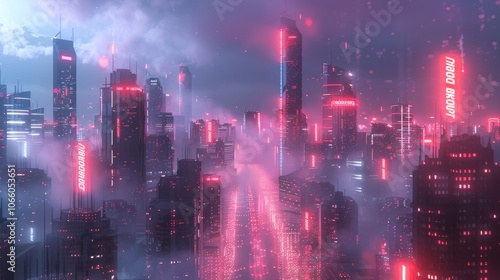 Wallpaper Mural Neon Cityscape Torontodigital.ca