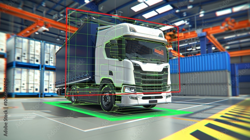 Naklejka premium Real time cargo tracking utilizing geolocation technology for enhanced logistics efficiency