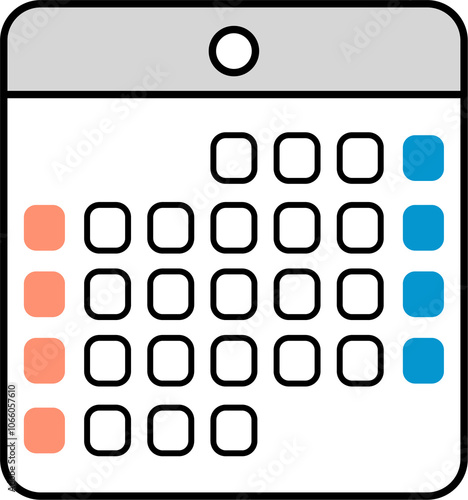 モノクロシンプル壁掛けカレンダーアイコンイラスト