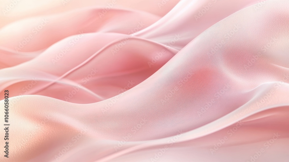 Obraz premium Abstract Pink and White Swirling Fabric Background - Soft, Elegant, and Textured.