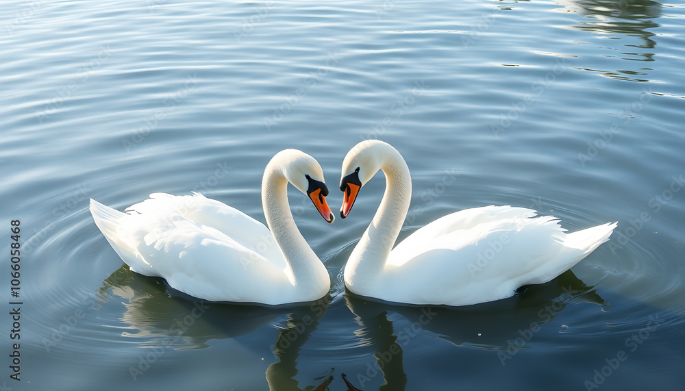 Naklejka premium love swans while curling isolated with white highlights, png