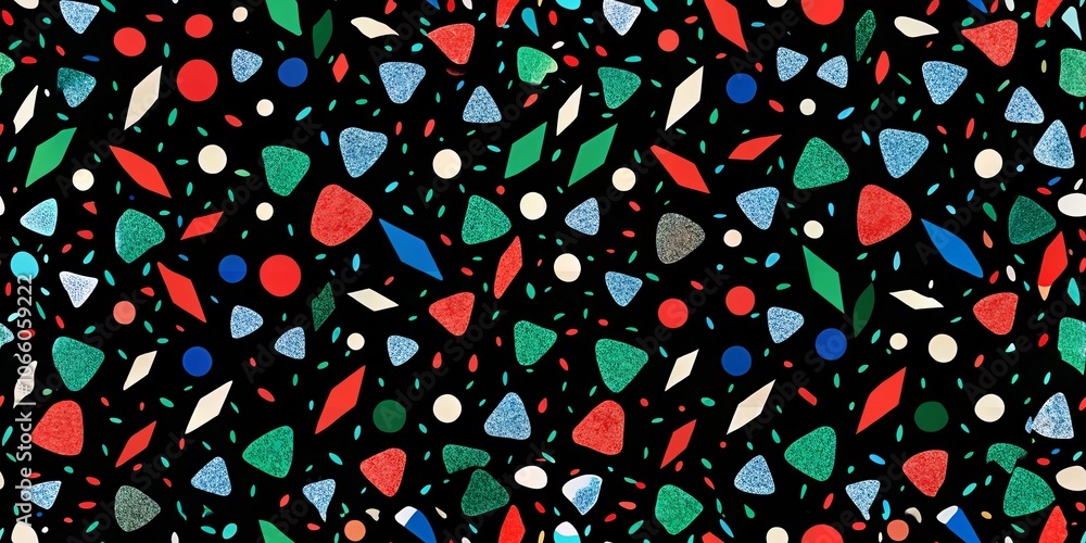 Naklejka premium Colorful geometric pattern with abstract shapes on black background