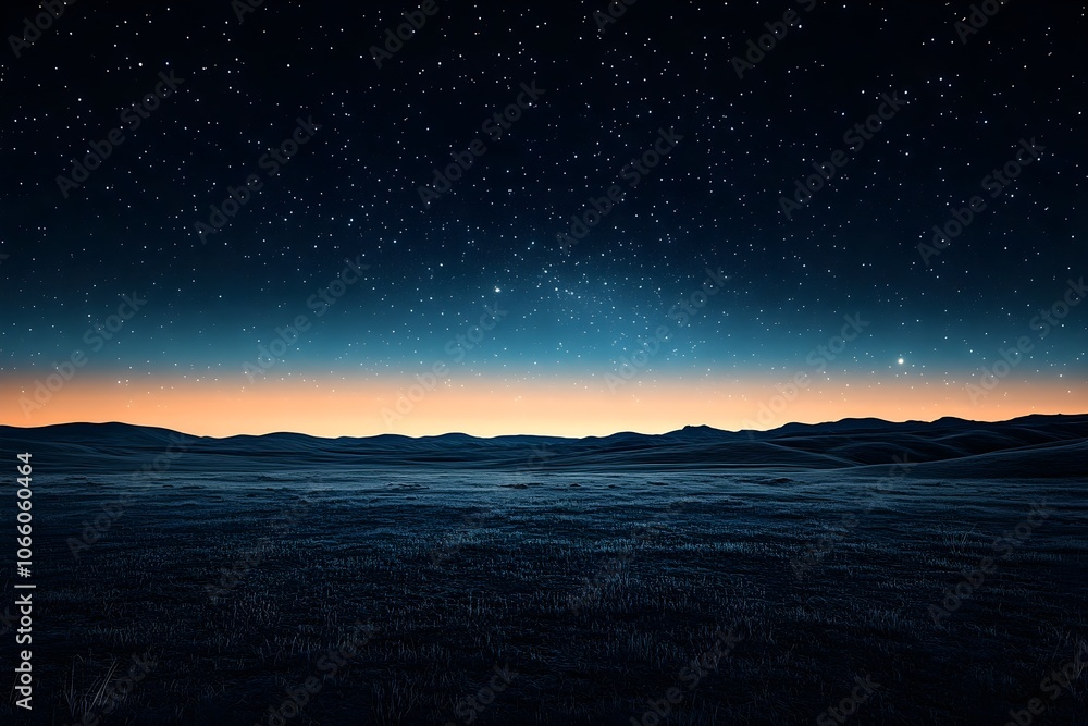 A harmonious photo of a mountain range with blue dawn and brightly shining stars. A harmonious photo of a mountain range with blue dawn and brightly shining stars.