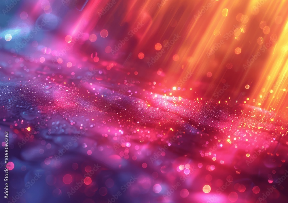 Fototapeta premium Holographic Pastel Light Background with Neon Glow and Bokeh