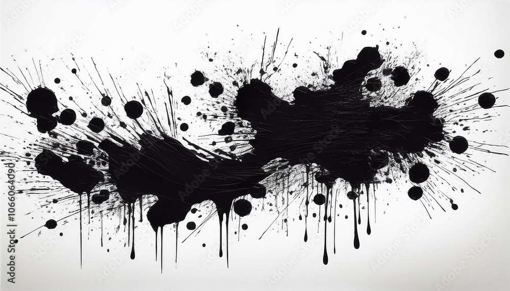 Black ink splatter on white Black ink splatter on white