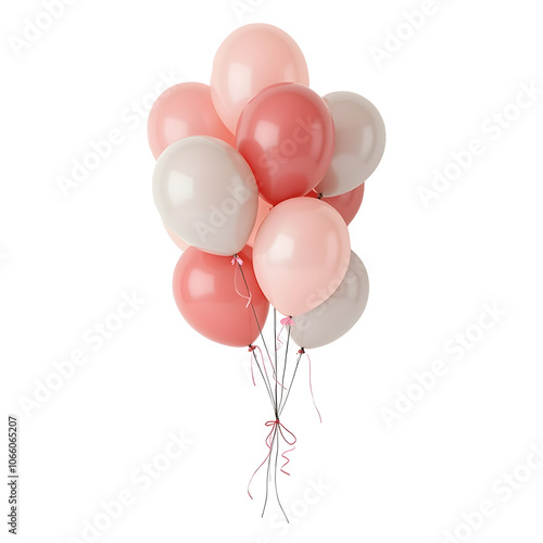 ballons pink pinkish colors, isolated, PNG