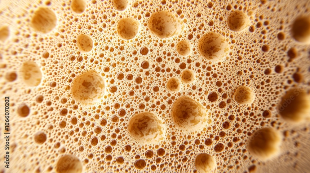 Close-up of a brown textured surface with many air bubbles. Close-up of a brown textured surface with many air bubbles.