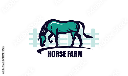 horse standing at field logo, silhouette of great mare walking vector illustrations