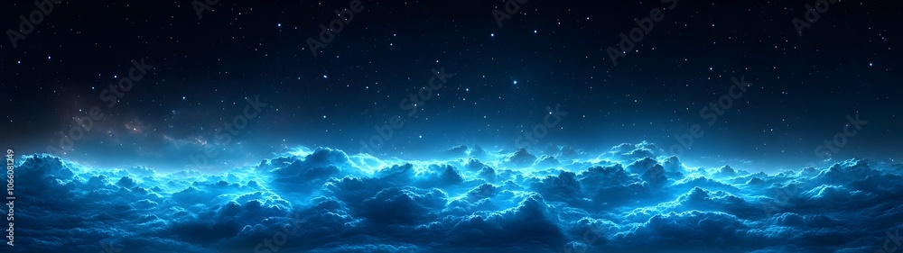 A breathtaking night sky over luminous ocean waves, with deep blues and sparkling stars, evoking a sense of tranquility and wonder. A breathtaking night sky over luminous ocean waves, with deep blues and sparkling stars, evoking a sense of tranquility and wonder.
