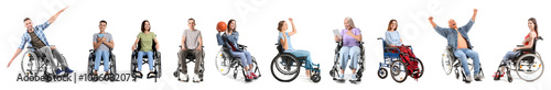 Set of many people in wheel...