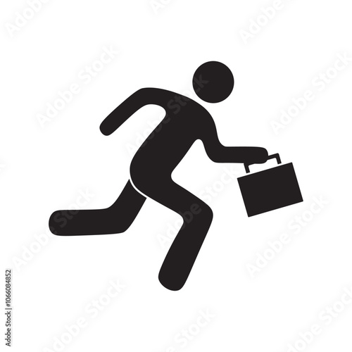 vector flat icon of a running late for work