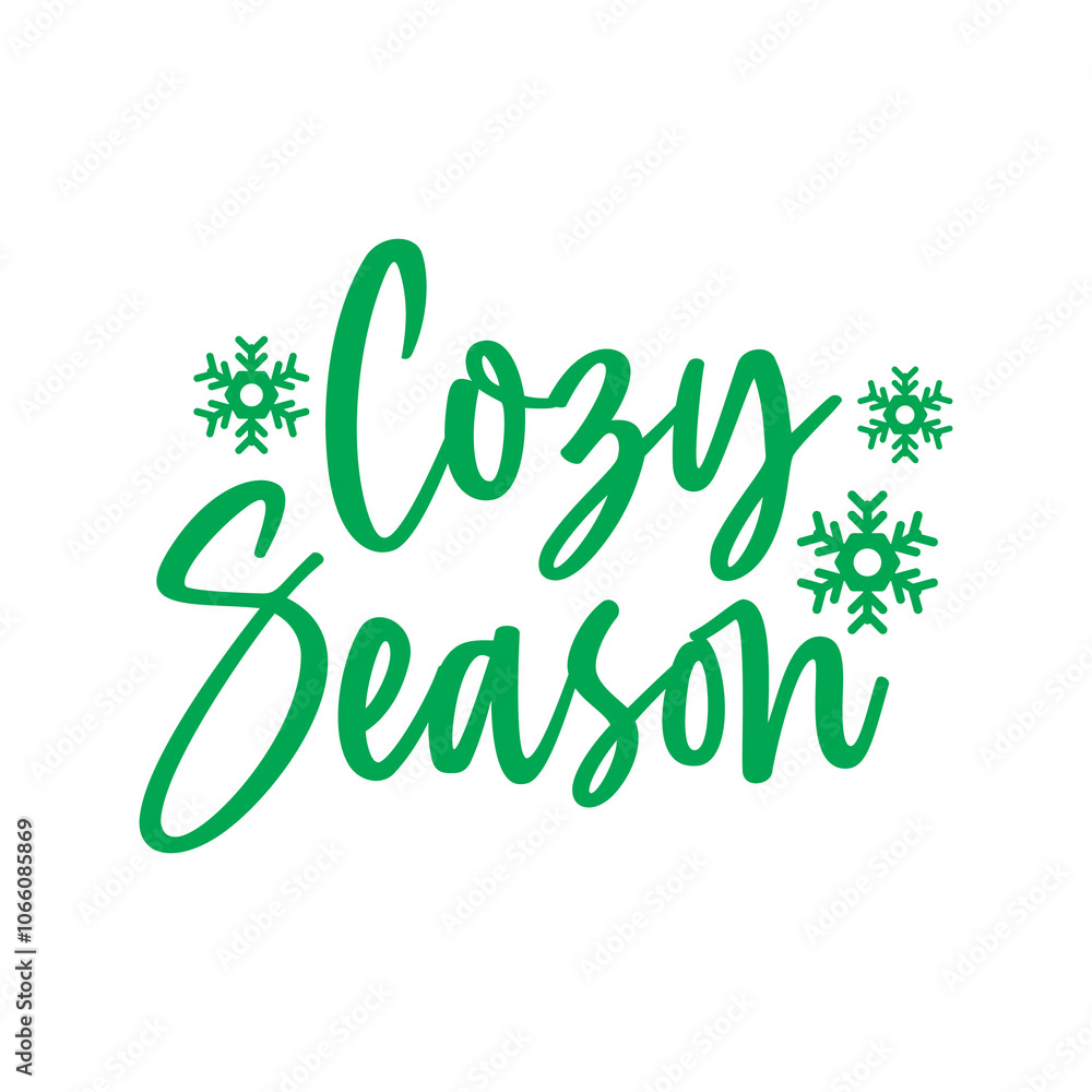 Fototapeta premium Cozy Season winter clip art design on plain white transparent isolated background for card, shirt, hoodie, sweatshirt, apparel, card, tag, mug, icon, poster or badge