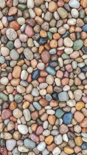 A beautiful array of multicoloured pebbles creating a spectrum of vibrant hues on a textured surface, pattern, colorful, abstract photo