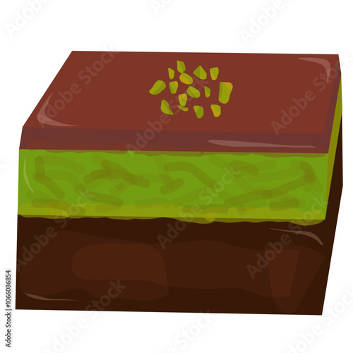 Dessert vox chocolate with filling pistachio paste illustration
