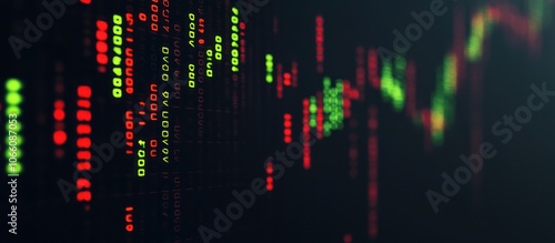 Wallpaper Mural Minimalist digital stock numbers, monochrome with small green and red highlights Torontodigital.ca