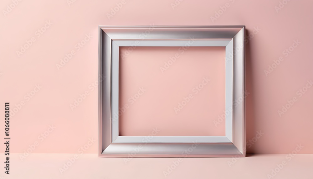 Fototapeta premium Minimalist square frame, pale pink background,