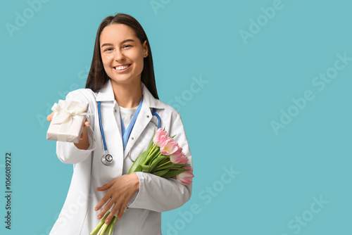 Female doctor with pink tul...