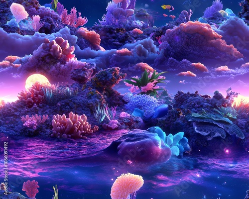 A wide-angle view of a vibrant underwater world photo