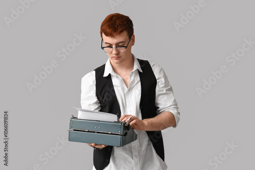 Young man working with vint...