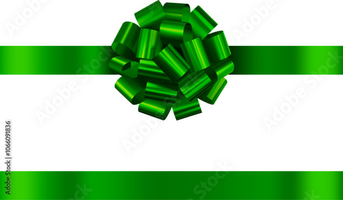 green bow with ribbon. green bow and ribbon for christmas and birthday decorations	