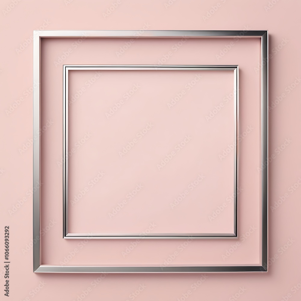 Fototapeta premium Minimalist square frame, pale pink background,