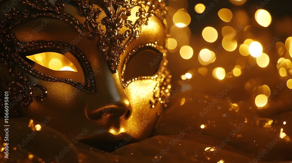 Golden Masquerade Mask on Smooth Surface. Golden Masquerade Mask on Smooth Surface.