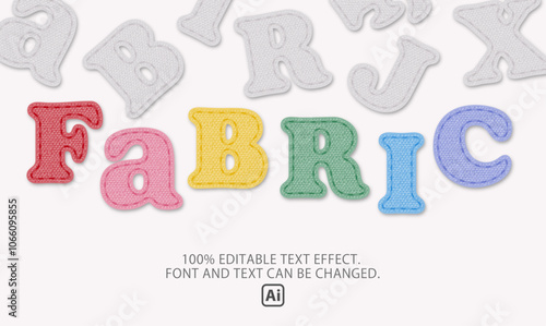 fabric patch text effect. 100% editable vector.