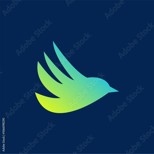 Bird logo in minimalist style. vector little bird silhouette. Suitable for animals, pets or sounds logos.