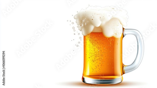 Vibrant Illustration of Overflowing Beer Mug