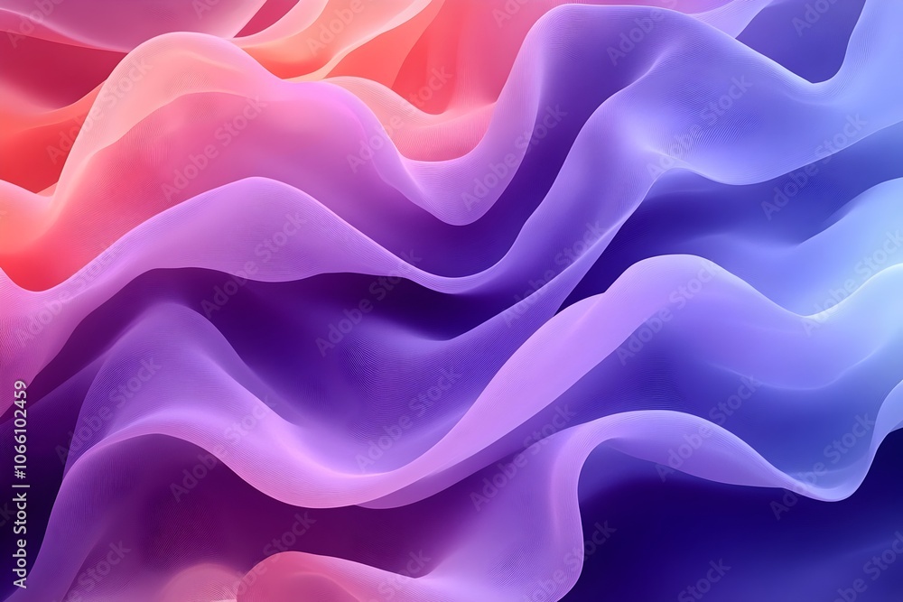 Obraz premium A stunning abstract image featuring flowing waves of soft, translucent fabric in shades of pink, purple, and blue, creating a serene and dreamy atmosphere.