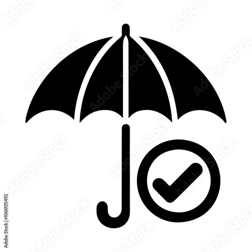 Approval umbrella with a tick or checkmark vector icon design