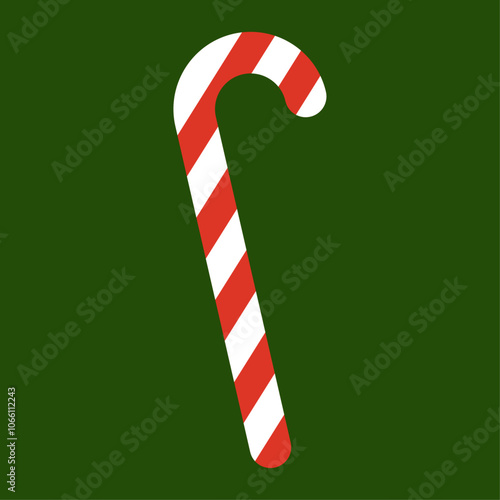 Christmas candy cane illustration on green