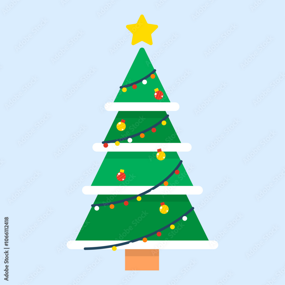 Hand drawn flat christmas tree illustration Hand drawn flat christmas tree illustration
