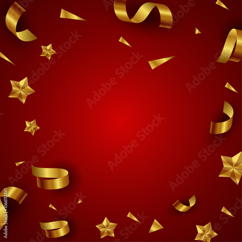 Realistic golden confetti background. Luxury background with confetti falling down