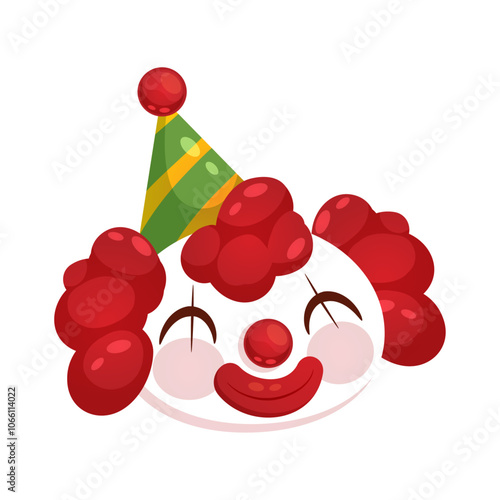 Funny clown fools day icon isolated