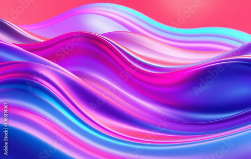 Wallpaper Mural "Vibrant Abstract 3D Landscape with Dynamic Waves of Rich Reds, Neon Blues, and Greens – A Modern, Surreal Scene with Smooth Gradients, Depth, and Realistic Light Reflections" Torontodigital.ca